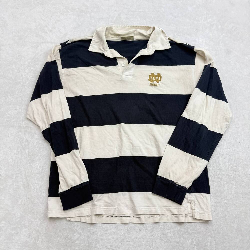 Notre Dame Fighting Irish Russell Athletic Men's Rugby Shirt Navy Cream Size L